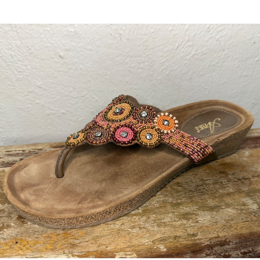 Azura Women's EU 41 US 9.5- 10 Chiara Thong Sandals Beaded Boho Resortwear